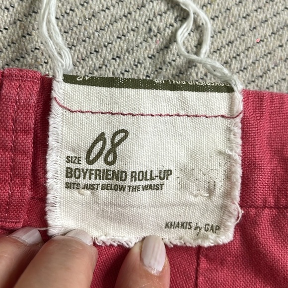 GAP Boyfriend roll up linen cotton autumn rose 9” inseam Bermuda Shorts - Picture 8 of 13